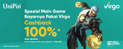 PROMO MEI – Cashback 100% Untuk Pengguna Setia Virgo di UniPin!